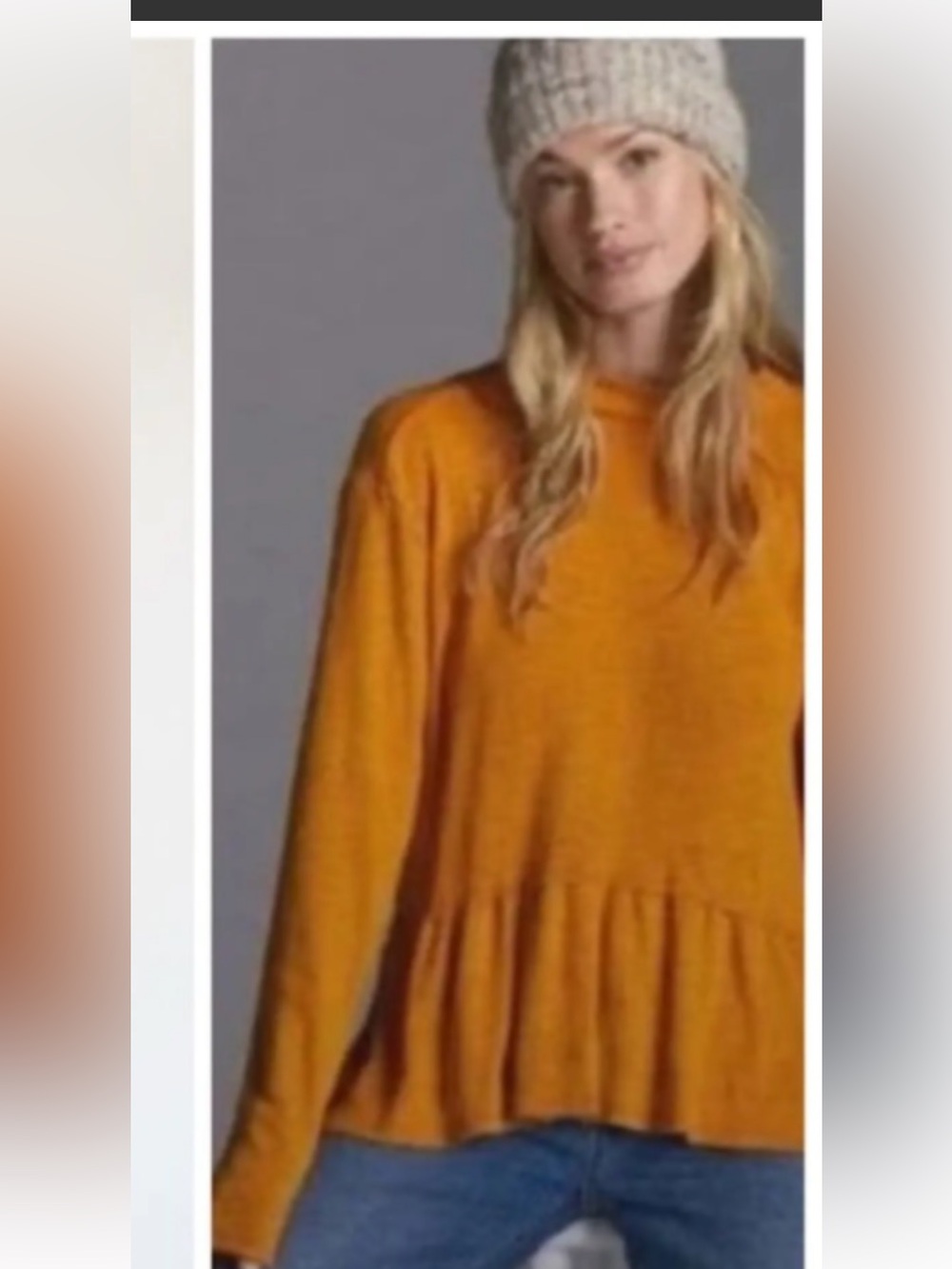 Pilcro Mustard Yellow Peplum Long-Sleeve Tunic Size M.